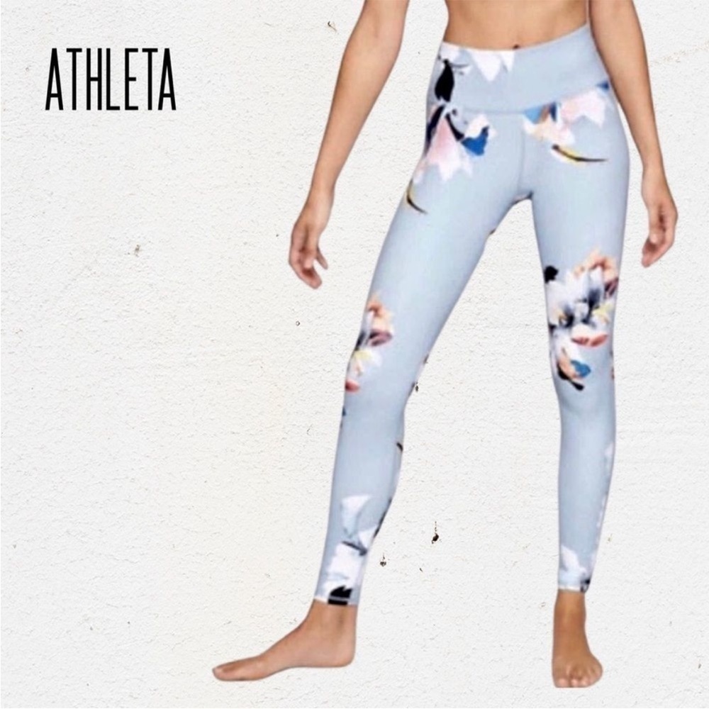 Athleta Paradise Floral Blue Elation High Rise Leggings Sz XS